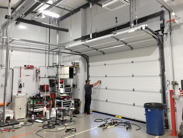 Fallbrook Garage Door Repair certified technician performing commercial door repair at a Fallbrook business facility