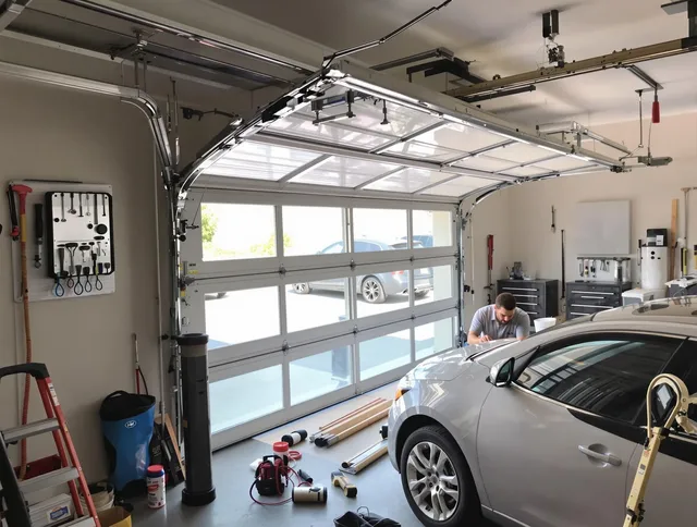 Garage door noise reduction service by Fallbrook Garage Door Repair in Fallbrook