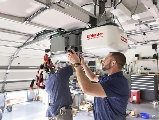 Fallbrook Garage Door Repair technician performing advanced diagnostics on garage opener in Fallbrook