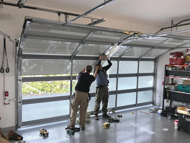 Fallbrook Garage Door Repair expert performing precise panel replacement on Fallbrook garage door