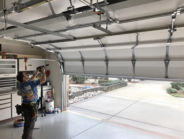 Garage door track repair service by Fallbrook Garage Door Repair in Fallbrook